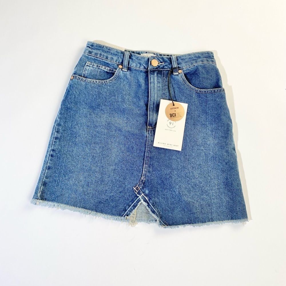 NWT's Cotton On A-line Denim mini skirt 4